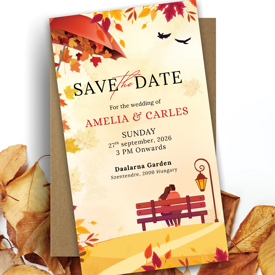 Autumn Leaves Save the Date Invitation