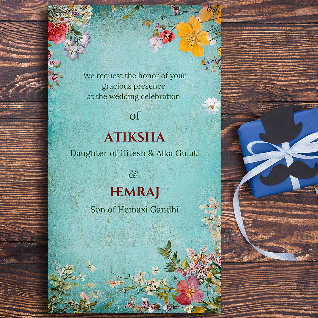 Elegant turquoise nikah invitation
