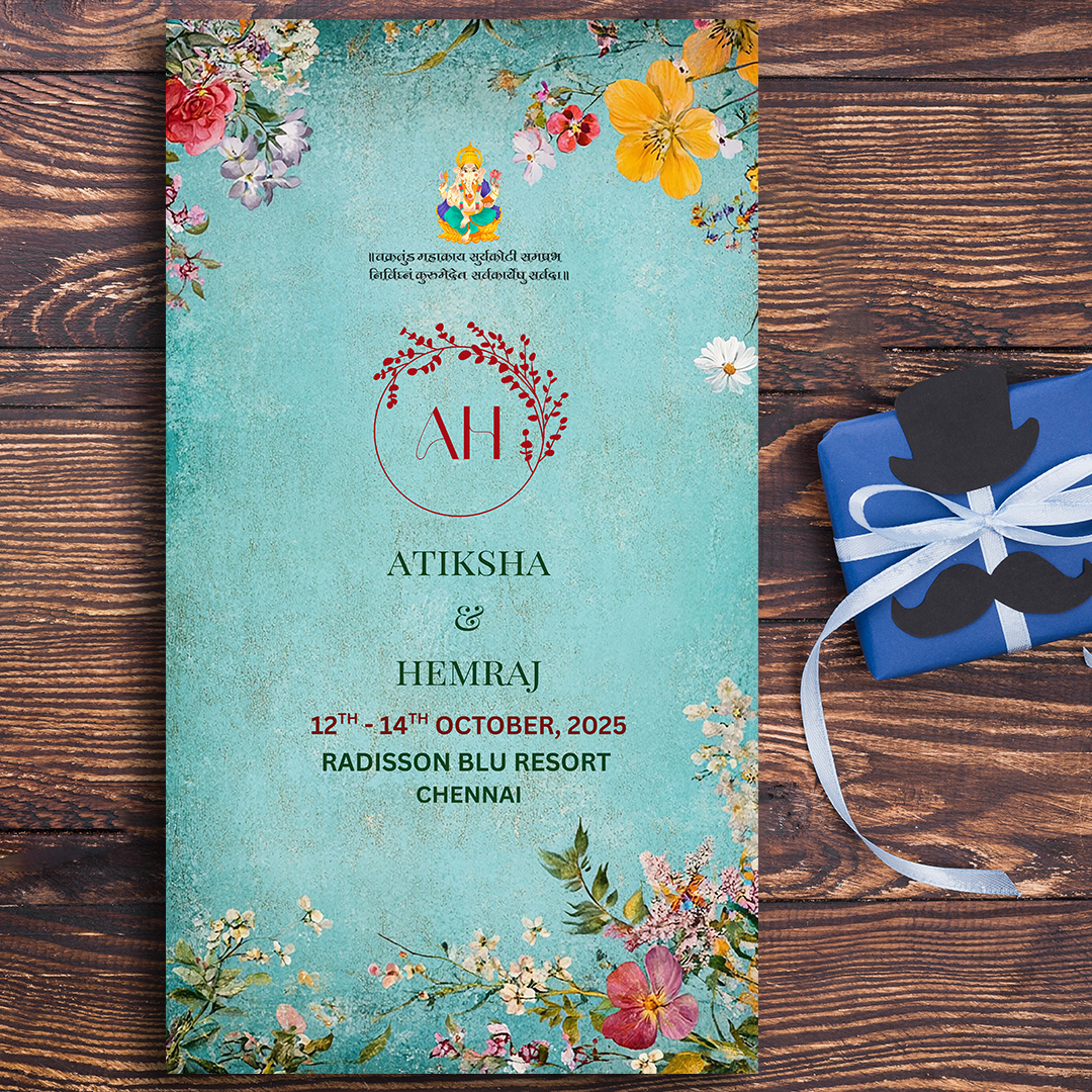 Elegant turquoise nikah invitation