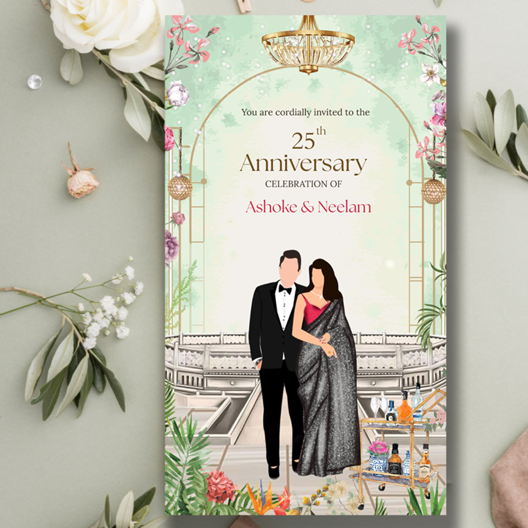 Pastel green anniversary invitation