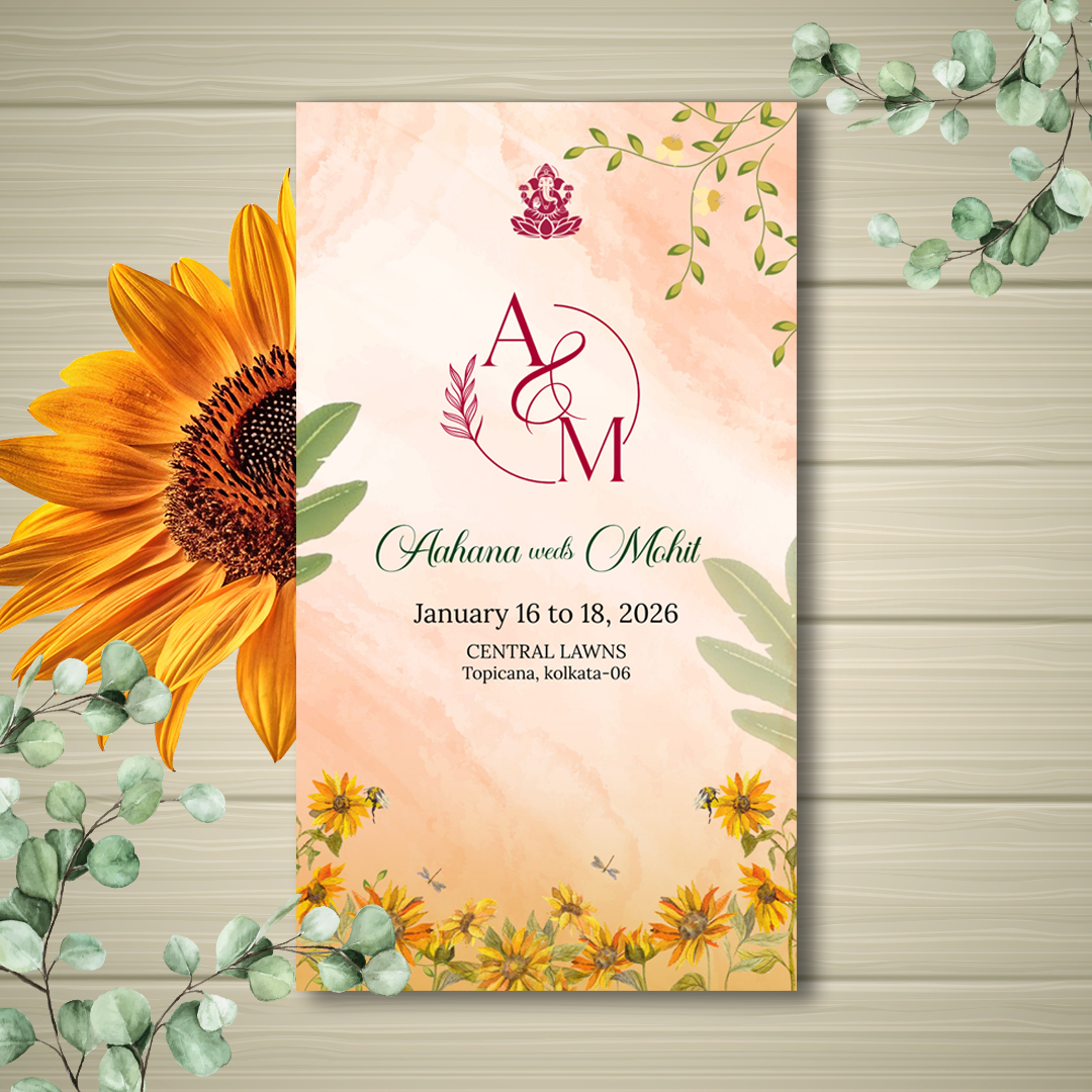 Peach Floral Wedding Invitation