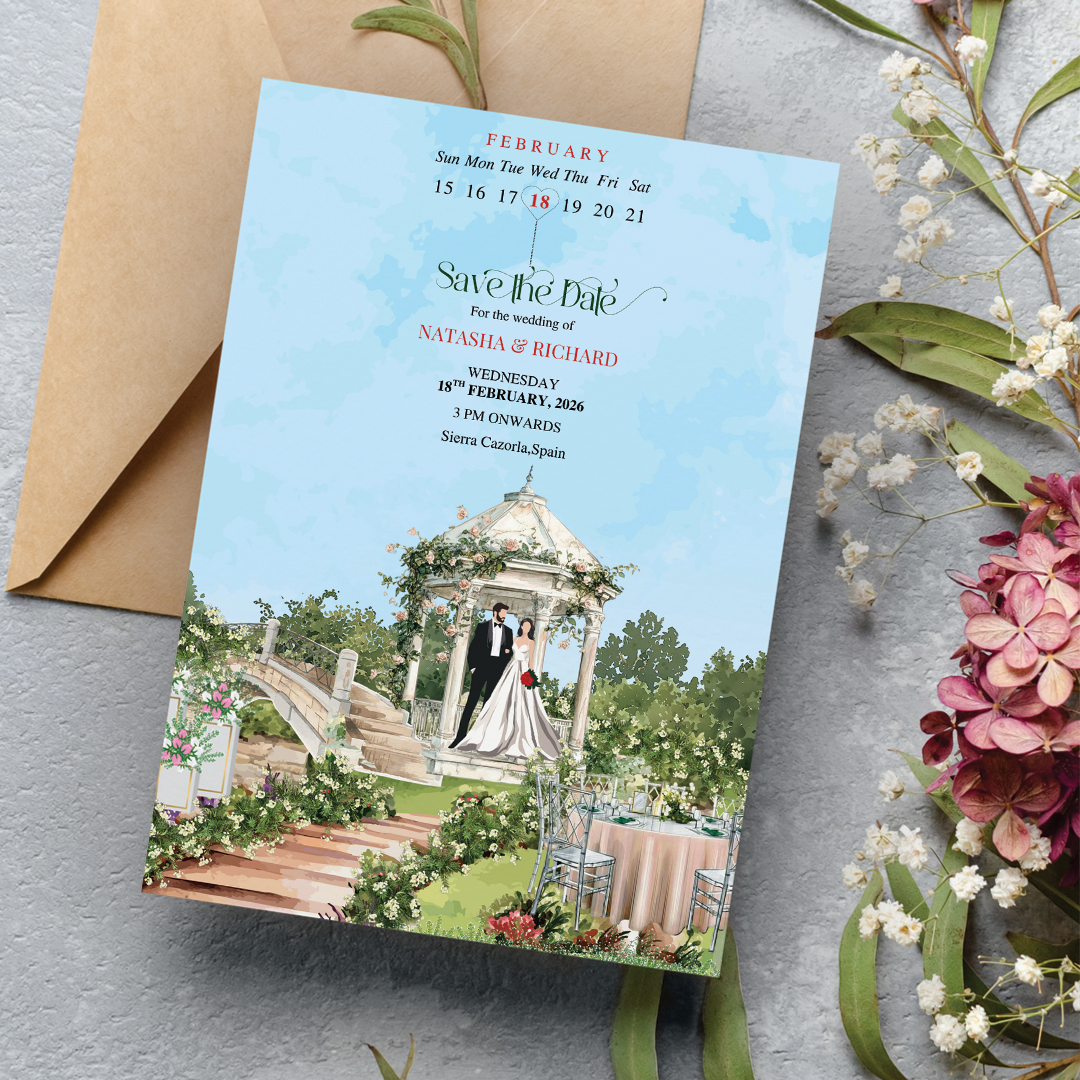 Christian Chapel Garden Digital Save the Date invitation