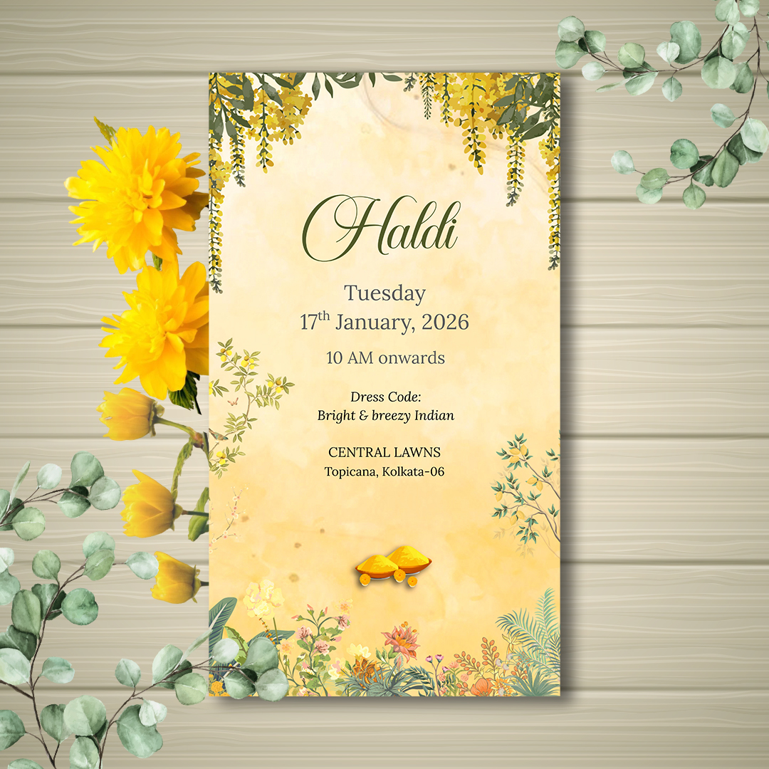 Peach Floral Wedding Invitation