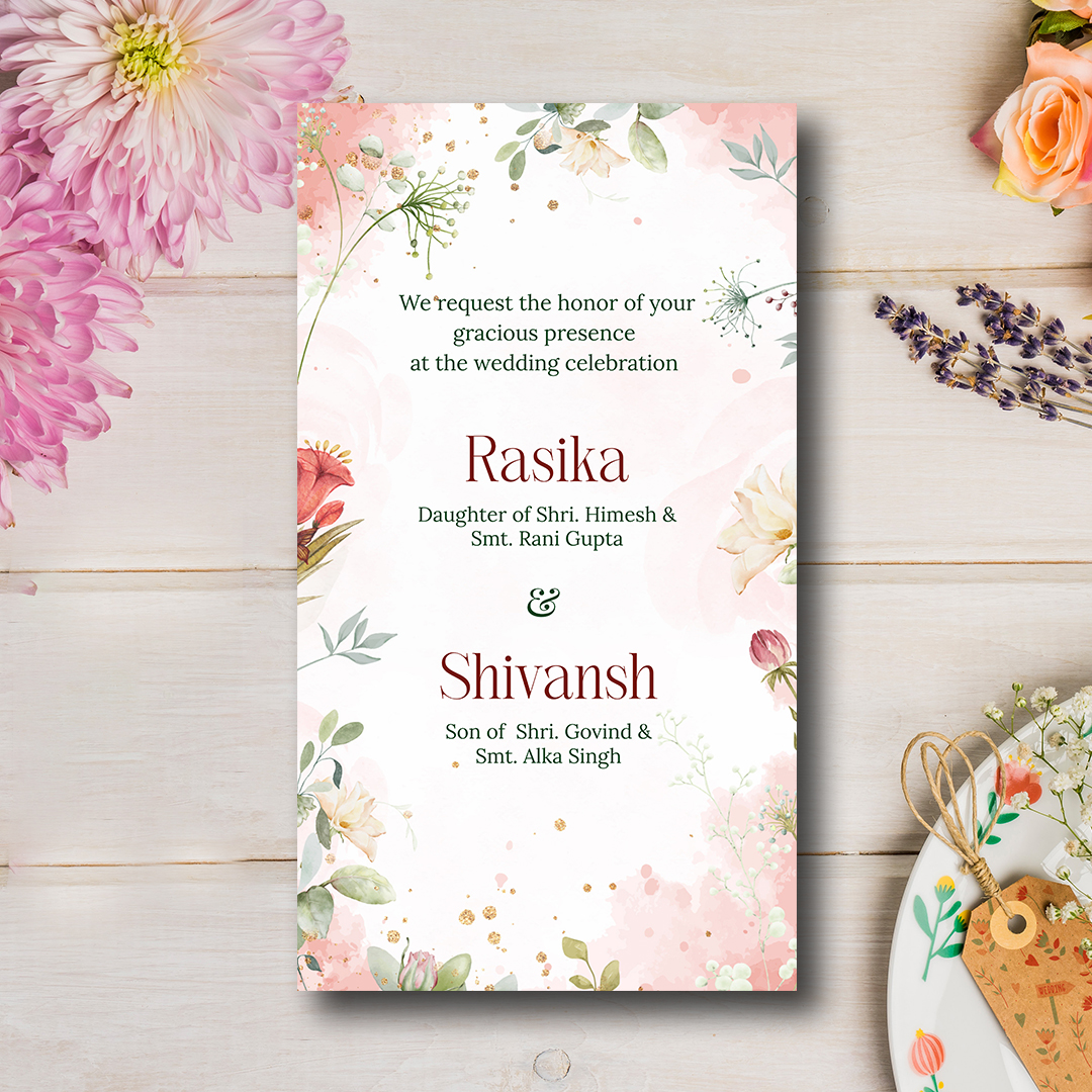 Floral wedding invitation cards