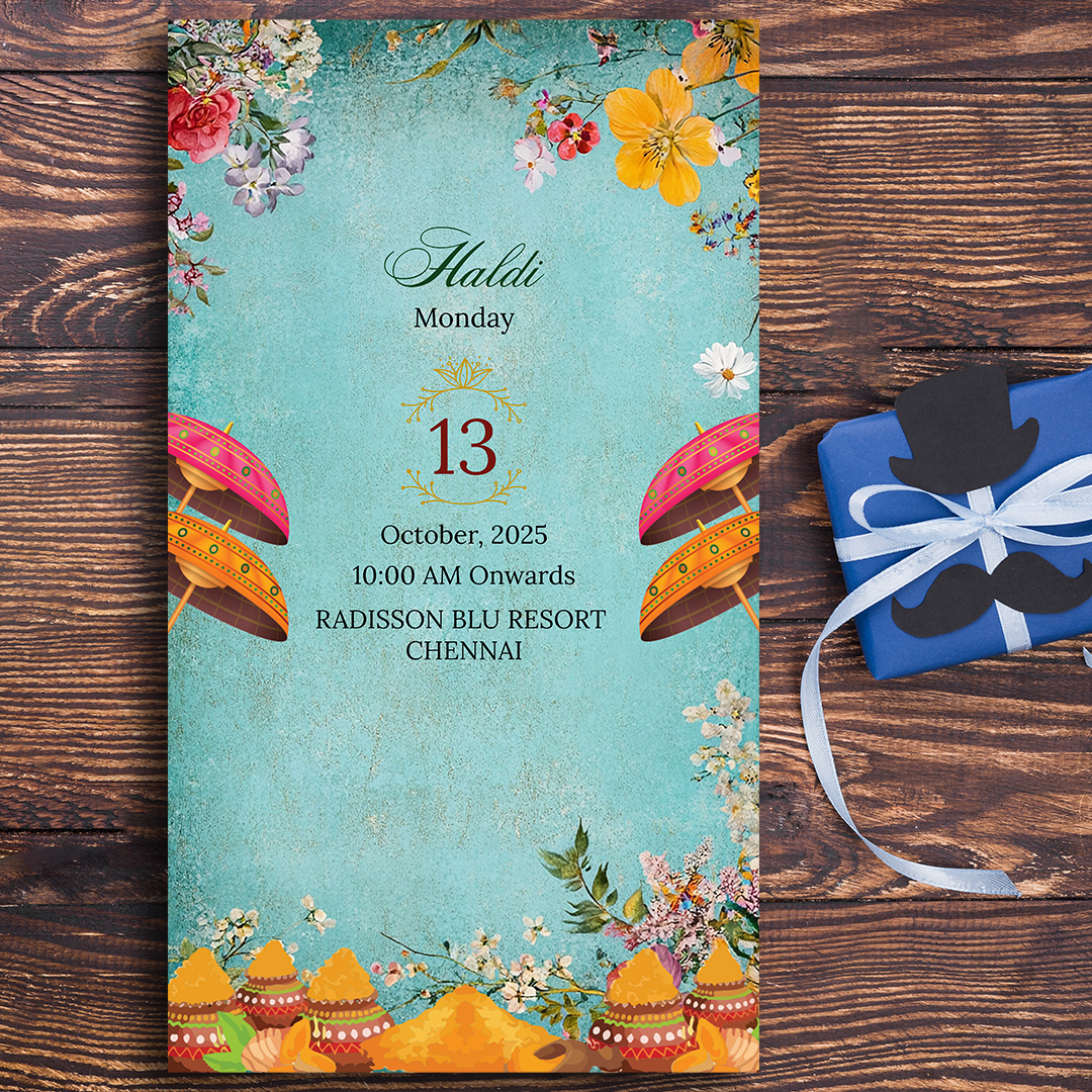 Elegant turquoise nikah invitation