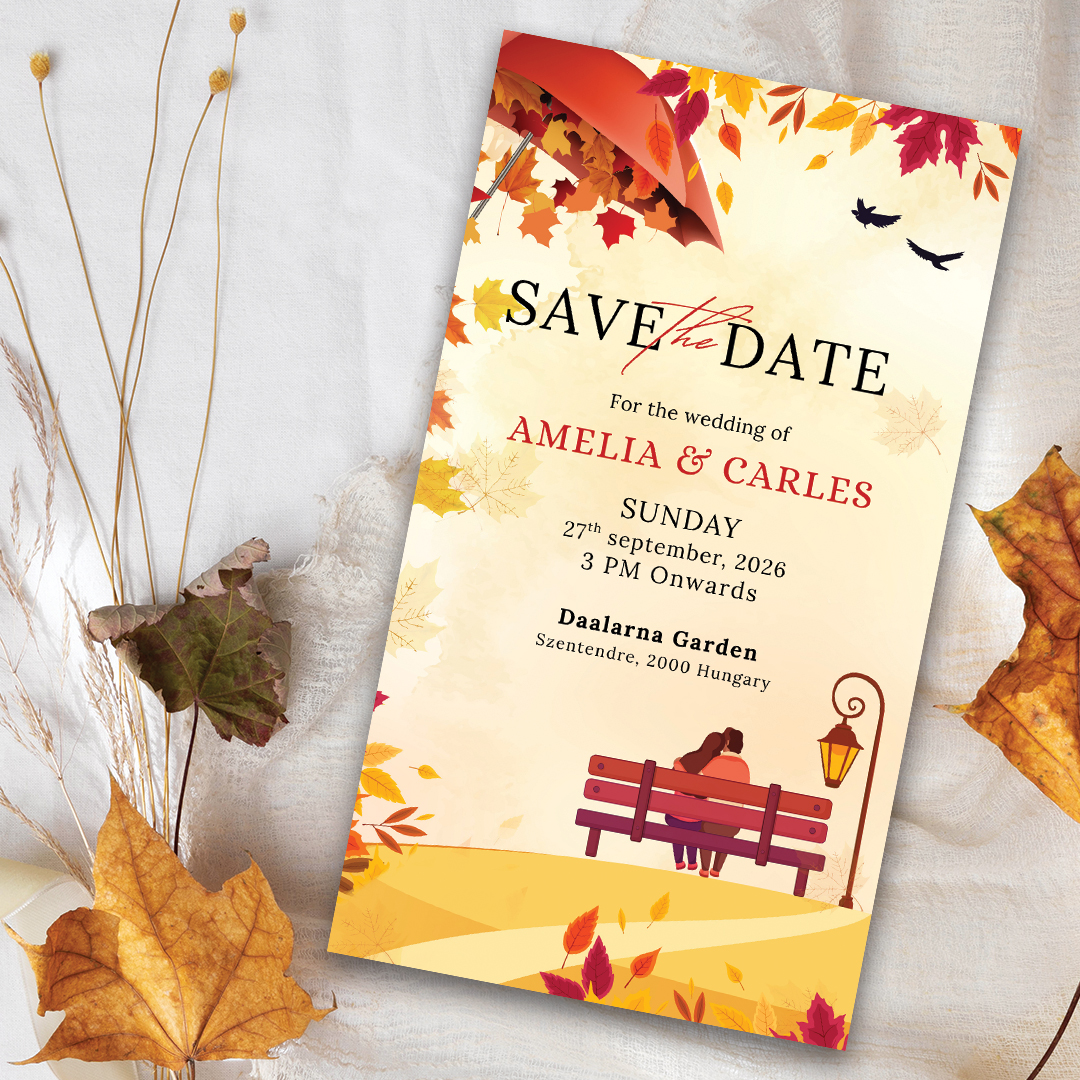 Autumn Leaves Save the Date Invitation