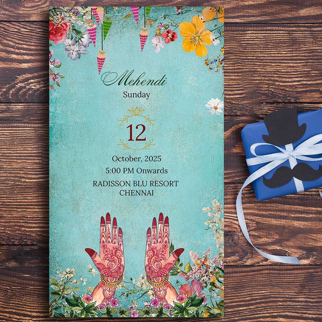 Elegant turquoise nikah invitation