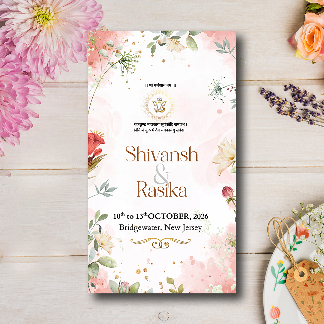 Floral wedding invitation cards