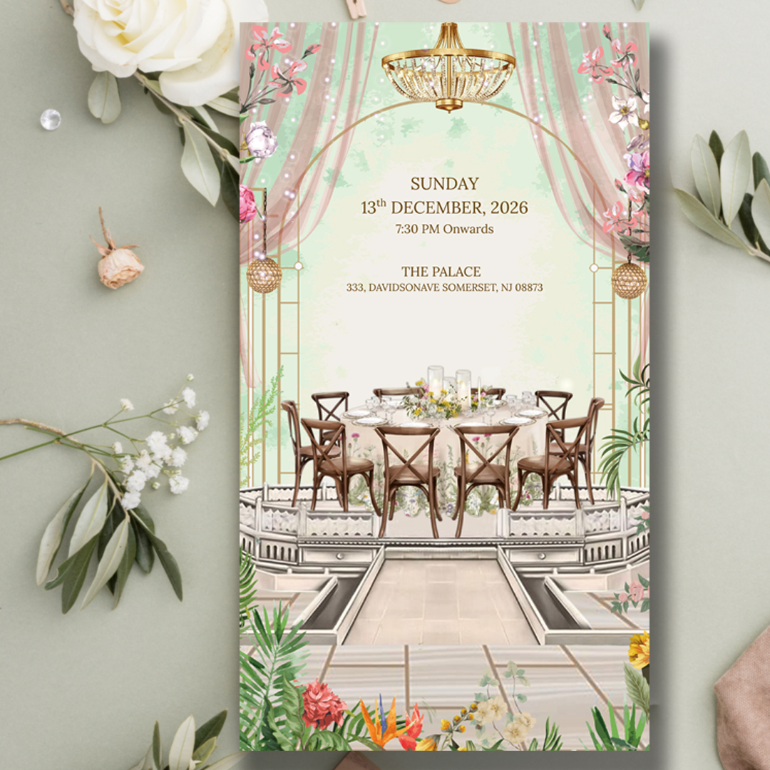 Pastel green anniversary invitation