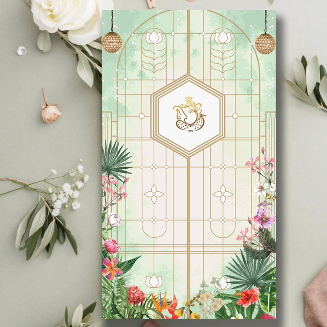 Pastel green anniversary invitation