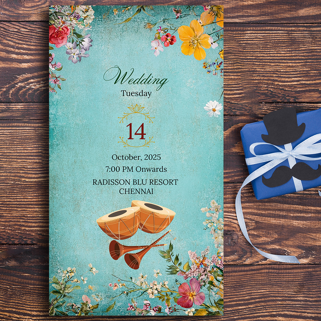 Elegant turquoise nikah invitation