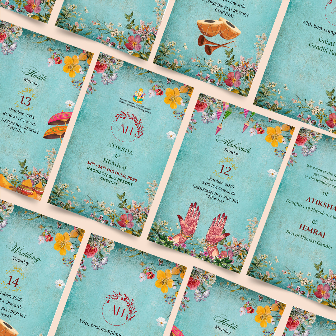 Elegant turquoise nikah invitation