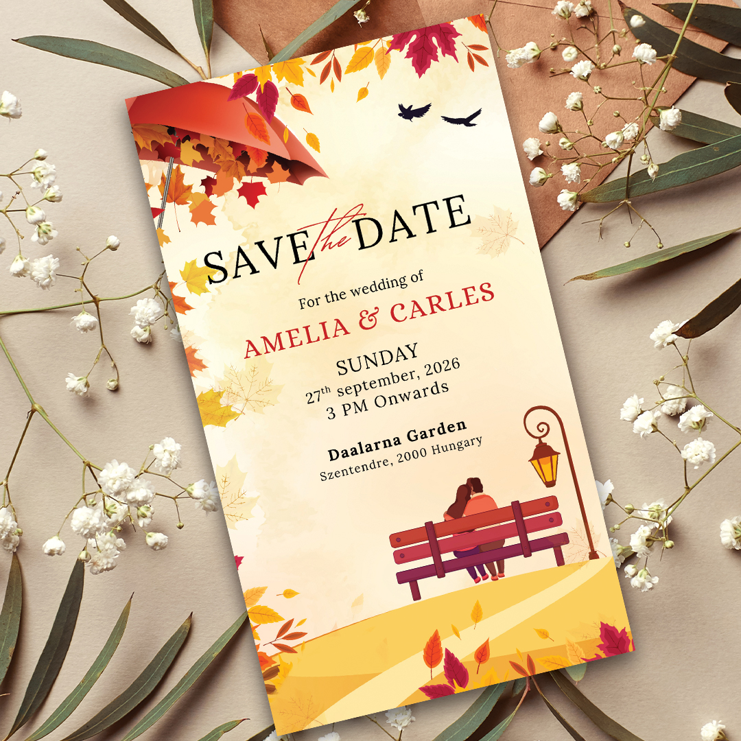 Autumn Leaves Save the Date Invitation