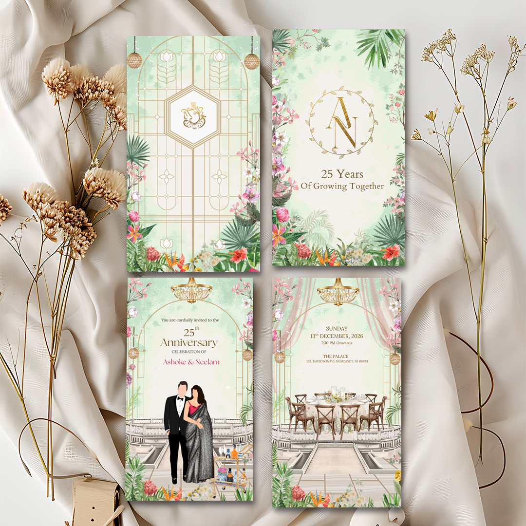 Pastel green anniversary invitation